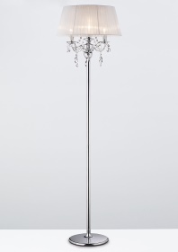 Olivia Polished Chrome-White Crystal Floor Lamps Diyas Shaded Floor Lamps